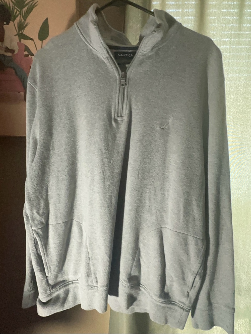Nautica Men's Light Gray Half-Zip Pullover Sweater